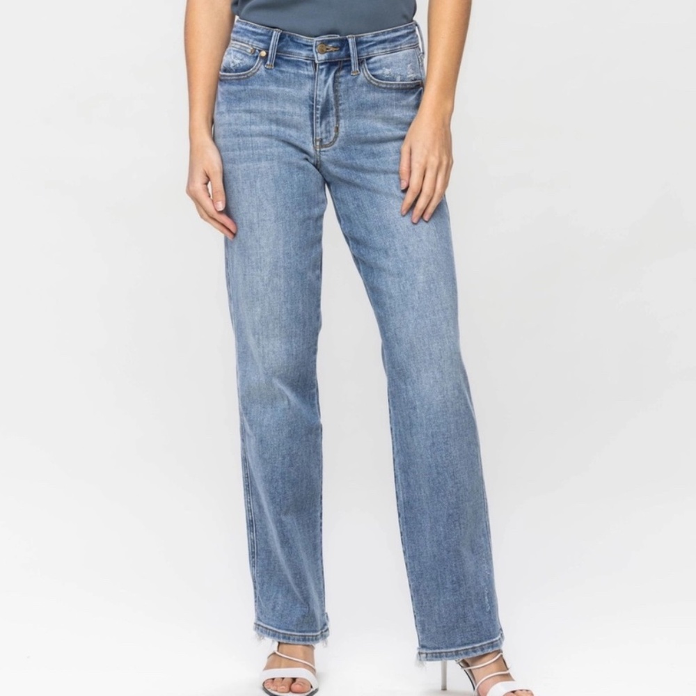 Judy Blue Mid Rise Cell Phone Pocket Dad Straight Leg Jeans - NEW WITH TAGS